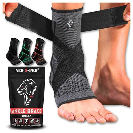 NEO X-PRO Tobillera para Esguince - Estabiliza el Tobillo y Previene Torceduras - Ofrece Soporte y Compresión - Facilita la Recuperación de Lesiones - Comoda y Ajustable (L, Negro)