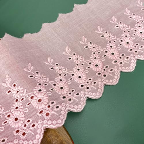 Wambere Cinta de encaje vintage de algodón con bordado hueco, cinta decorativa, cinta de encaje para costura, artesanía, decoración navideña, boda, cortina, caja de regalo, 11 cm x 3 m, rosa