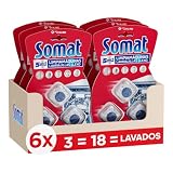 Somat Limpia Máquinas Lavavajillas Lleno, 3 Pastillas Limpiadoras (Pack de 6), Limpieza Profunda del Lavavajillas, Elimina Grasa, Cal y Residuos, Mantenimiento Eficaz y Fácil Uso Sin Ciclo Adicional