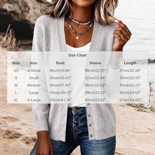 PXQIRMR Cardigan Sweaters for Women V Neck Button Up Knit Cardigan Gray - image 4