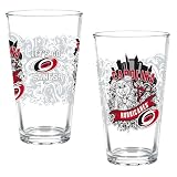 Team Sports America NHL Carolina Hurricanes 16oz Pint Glasses, Set of 2 Beer Glasses, Tall Drinking Glass Cups, Tailgating Barware for Game Day, Hockey Drinkware Gift Set for Fans, Home Bar