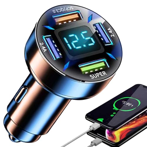 4 Ports 66w PD QC3.0 Car Charger Adapter - 1/5pc Ciga-rette Lig-hter USB Quick Charger With LED Voltage Display | USB C Car Charger Adapter | Fast Charging Type C Car Phone Charger For Smart Phone Ip