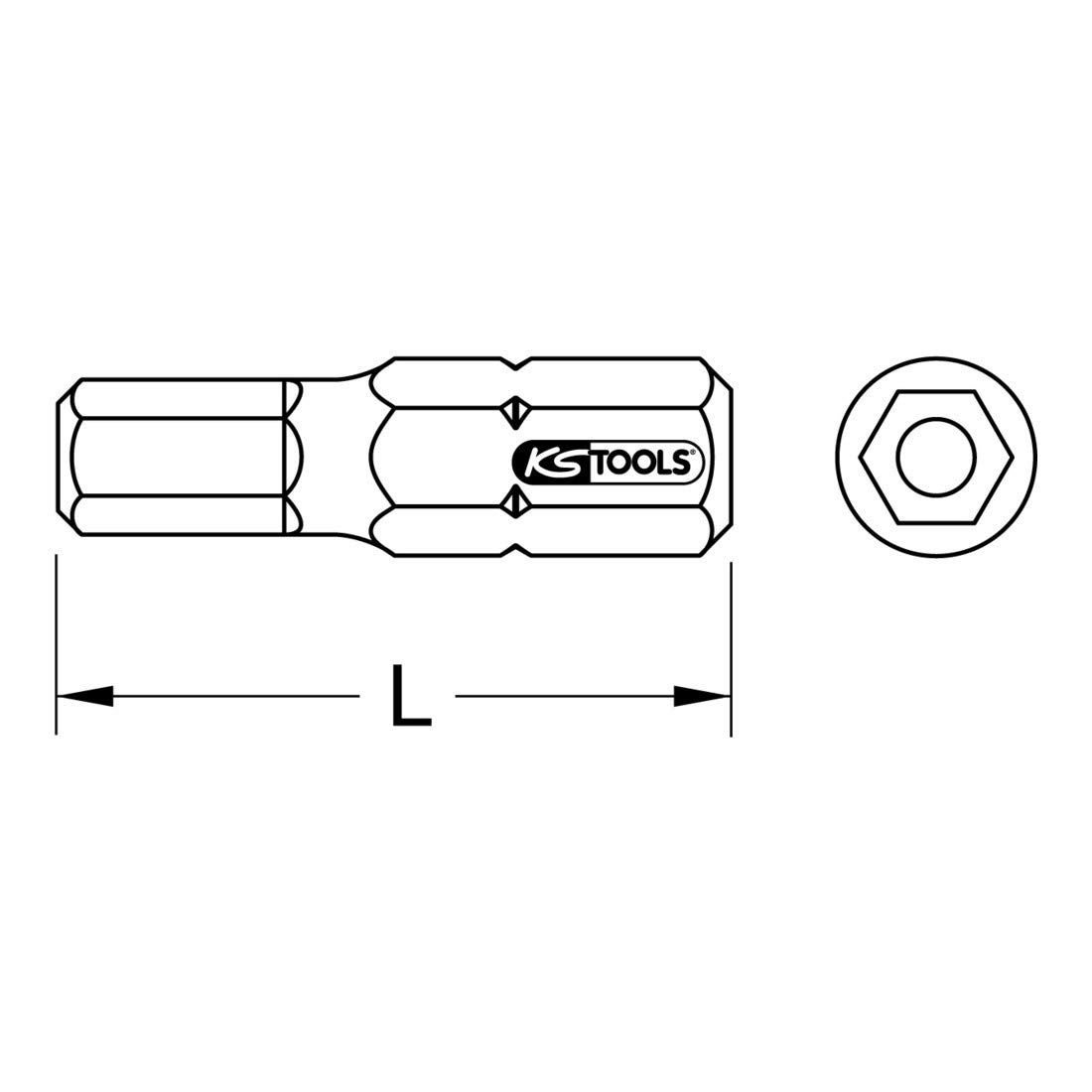 KS TOOLS 911.3584 1/4" Bit hex tamperproof, 25mm, 3/16 - Image 3