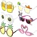 6 Paires Nouveauté Lunettes de Soleil de Fête Lunettes de Soleil Tropicales Hawaïennes Lunettes pour Luau Tropical Party,Fête Déguisée,Accessoires de Photomaton