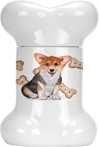 Caroline's Treasures CK2378BSTJ Corgi - Tarro con forma de hueso para cachorros, para perros y galletas, recipiente de cocina con tapa, tarro de disponible en Yaxa Colombia