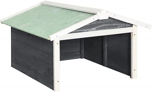 vidaXL Wooden Lawn Mower Garage - Firwood, Gray/White, 28.3" x 34.3" x 19.7" Protective Outdoor Automower Cover