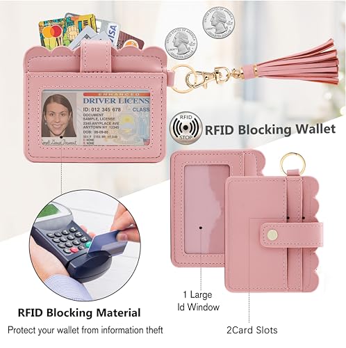 Image of Wristlet Wallet for Women with Keychain - RFID Card Holder Small Wallet Wristlet with Key Ring