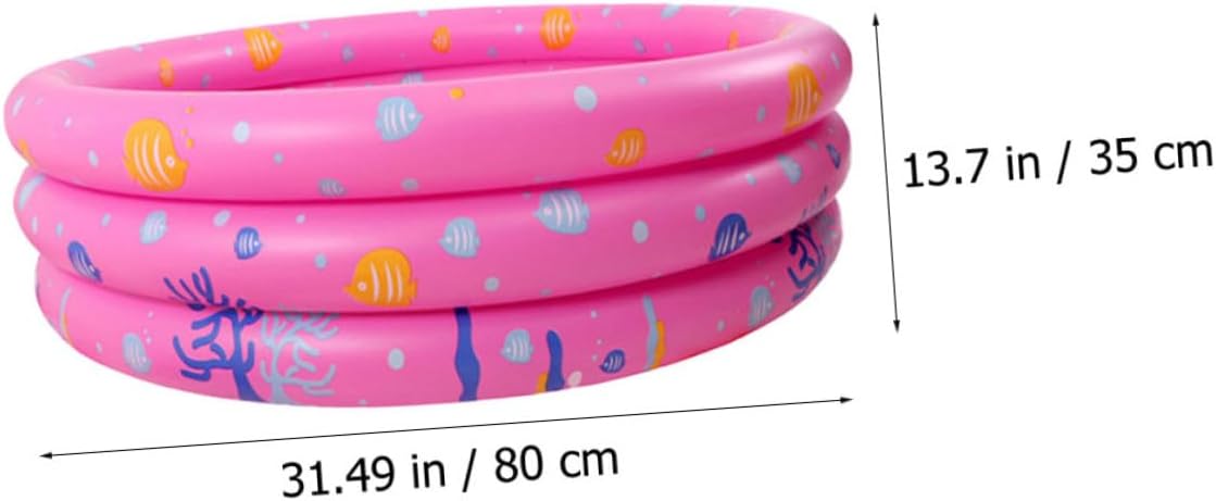 Inflatable Round Swimming Pool Pink PVC Paddling Pool for Indoor Outdoor Use Anti-Slip Design Fast Inflation Water Play
