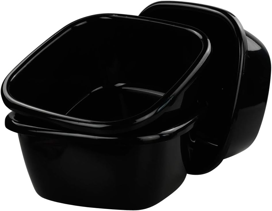 3-Pack 16 Quart Plastic Dishpans/Wash Basins, Black