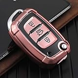 ontto Flip Remote Key Cover Compatible with Hyundai Verna Keyless Key Protector Case Soft TPU Key Fob Shell with Keychain Silver