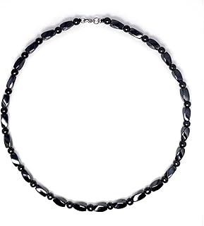 Hion Magnetic Therapy Necklace - Black Obsidian & Hematite - Unisex Adult - Fashion Jewelry - NECKLACE
