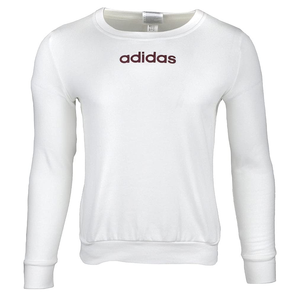 adidas Women's Essentials Long Sleeve Branded Crew Sweatshirt, White/White, L