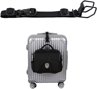 J Hook Luggage Strap Add a Bag Hook Hanger Strap, Adjustable attaches Briefcase Together (Black-Normal Size)