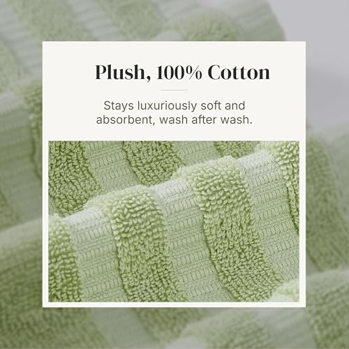 Image of Modern Threads 6 Piece Bath Towel Set - Bathroom Set with 2 Bath Towels, 2 Hand Towels, and 2 Wash Cloths - 100% Cotton, Super Absorbent & Extra Soft - Reversible Natural Vine (Sage Green)
