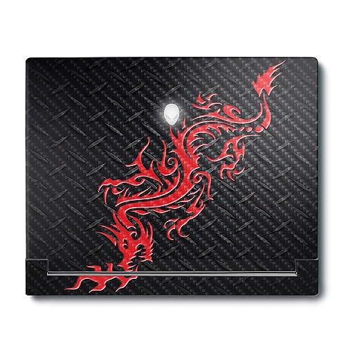 Image of MightySkins Carbon Fiber Skin Compatible with Alienware X16 R1 (2023) Full Wrap Kit - Red Dragon | Protective, Durable Textured Carbon Fiber Finish | Easy to Apply & Change Styles | Made in The USA