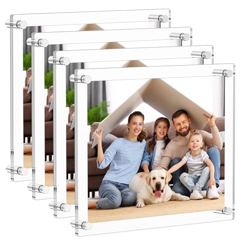 AITEE 8.5x11 Acrylic Picture frame 4 Packs Modern Hanging Transparent Lucite Square Frames for Photo Diploma Degree Certificate Art Wedding Gallery Display Double Panel