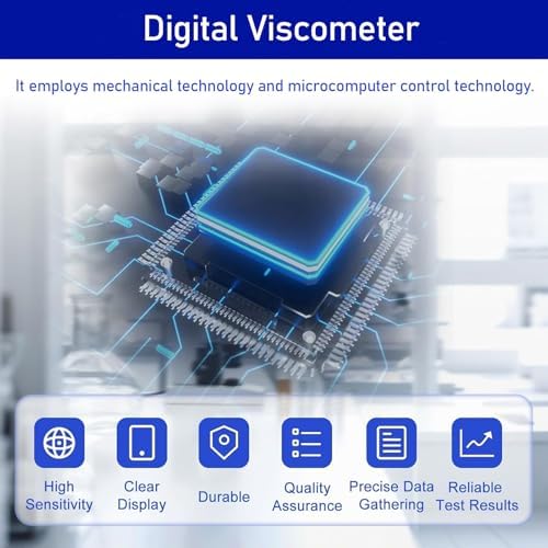 Digital Rotary Viscometer, Portable LCD Viscosity Meter with 4 Rotors, Variable Speed 6-60 r/min, Ideal for Paint & Liquid Viscosity Testing in Labs.