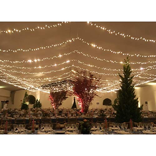 Guirnalda Enlazable, 12M, Led Cálido y Cable Blanco, Especial Eventos, Carpas, Bodas, Terrazas, Alta Calidad