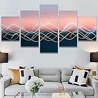 SIGNWIN 5 Panel Canvas Wall Art Modern Art Abstract Closeup Geometric Lights Mixed Media Modern Multicolor for Home Decorations Ready to Hang - 60