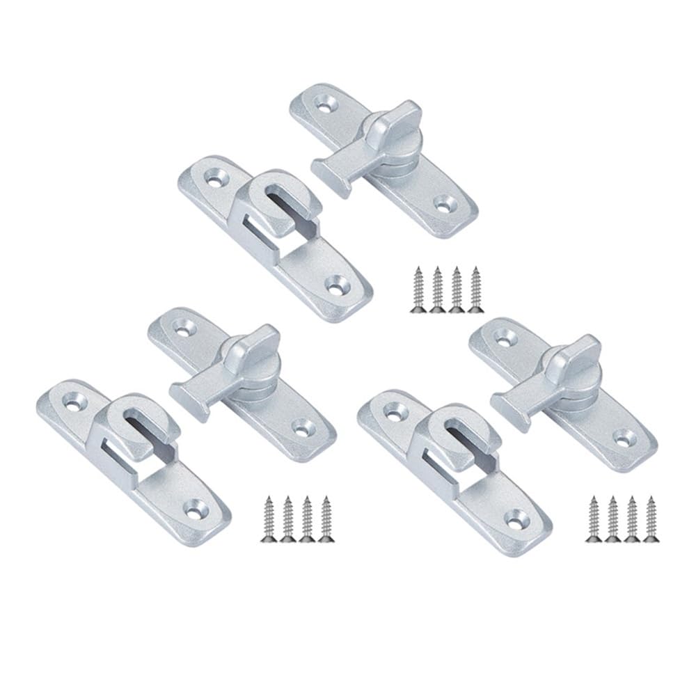 3Pcs Flip Door Latches,Aluminum 180 Degree Rotating Door Bolt,Thick Anti Rust Privacy Lock