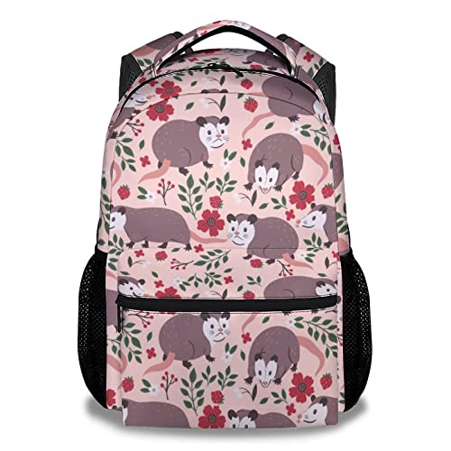 Cute Possum Backpack, 16 Inch Opossum Theme Bookbag with Adjustable Straps, Lightweight, Large Capacity, Durable, School Backpack for Kids Girls Boys