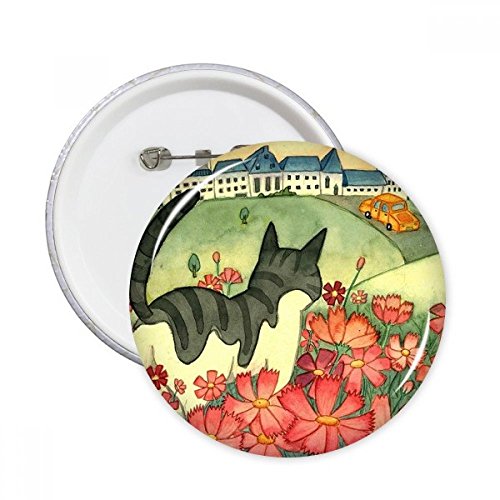 Badge bouton chat aquarelle fleurs, un lot de 5 pièces parfait pour un cadeau original