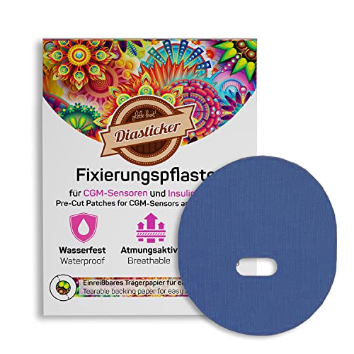 Diasticker® | Medtronic Enlite Guardian Fixierpflaster (10 Stück, Dunkelblau) | Wasserfest - Atmungsaktiv - Starker Halt | Patch, Fixierung, Tape, Pflaster