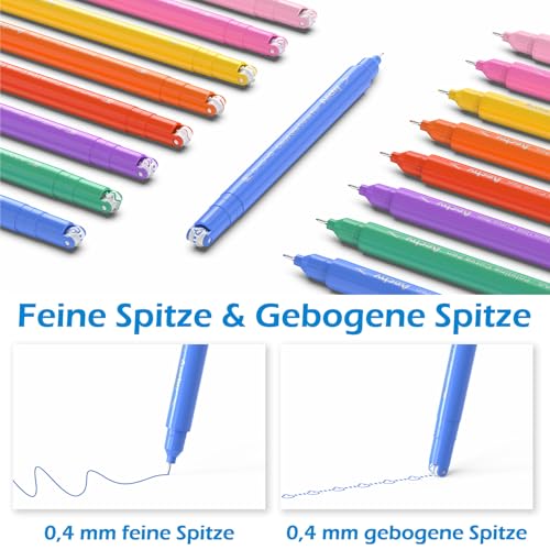 AECHY 8 Stück Textmarker Stift Set für Notizen, Doppelspitze Stifte mit 8 verschiedenen Mustern und 8 Farben feine Linien, Farbige Kurvenstifte für Bullet Journal, Schule, Kinder, Geschenke