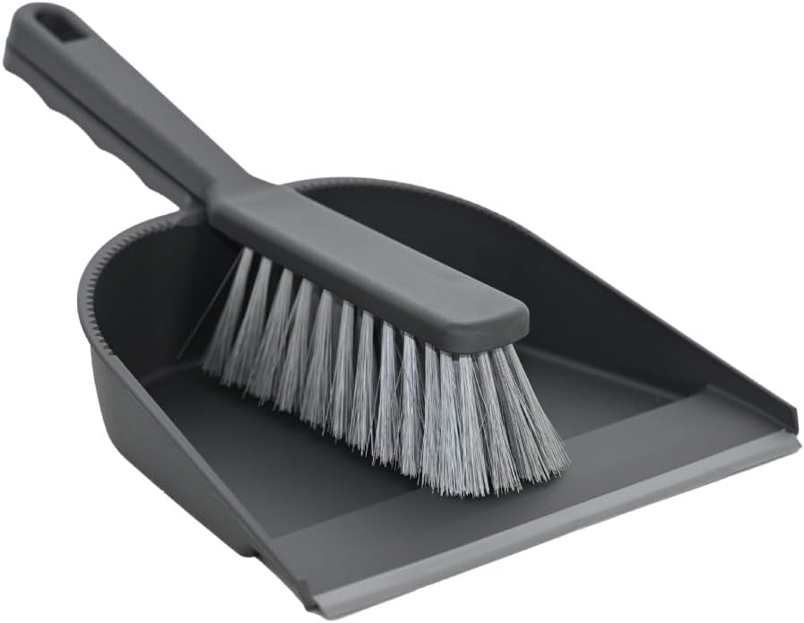 York Dustpan with rubber lip+brush black