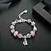 Presentski Fashion Charm Bracelet with Extended Chain for Teen Girls and Women Love Themed Pink Charms