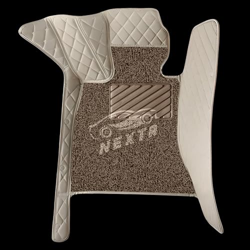 Image of NEXTA Premium Nappa Luxury Leather with Grass Mat Complete Set || 100% Waterproof and Washable||7D Cars Floor Mats for BMW 116D | Color : (Beige)