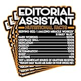 (4Pcs) Editorial Assistant Vinyl Decal Sticker – Nutritional Facts Quote for Laptops, Water Bottles, Cars – Gift for Coworker, Office, Birthday, Christmas – Waterproof Vinyl Sticker