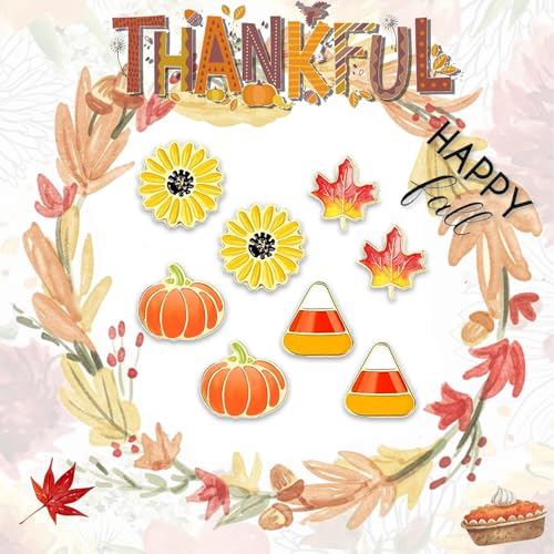 Fall Earrings for Women Thanksgiving Earring 7 Pairs Candy Corn Pumpkin Pie Leaf Sunflower Earrings Lightweight Autumn Jewelry Thanksgiving Gift4