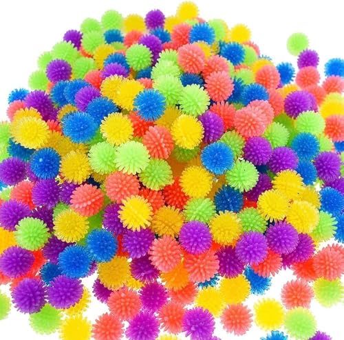 SquarezhenBo 10Pcs Colorful Cute Funny Cat Toys Arbutus Ball Stretch Plush Ball Creative Colorful Interactive Soft Spiky Cat Chew Toy Balls Pet Supplies