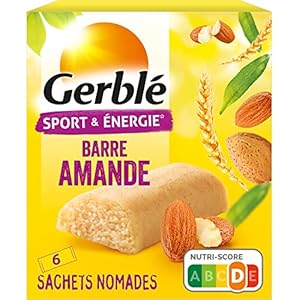 Gerblé Sport et Énergie, Barres énergétiques aux amandes et germe de blé, Riches en glucides et en vitamine B1, 6 Emballages individuels, 150g, 204747