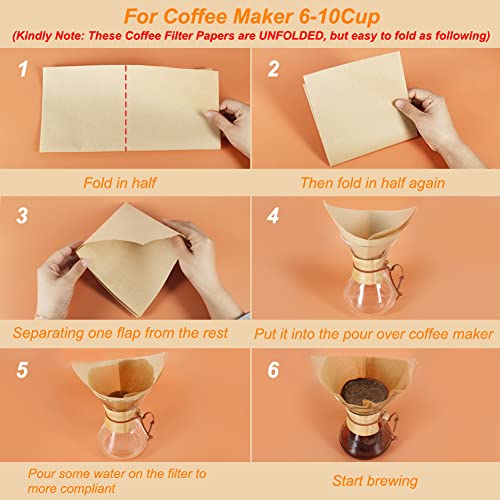 Bykitchen Pour Over Coffee Filter, Squares, Natural Unbleached Disposable Coffee Filter Papers For Pour Over Coffee Maker Drippers And More(Set Of 50 & Fit For 3-10 Cups) #TOP3