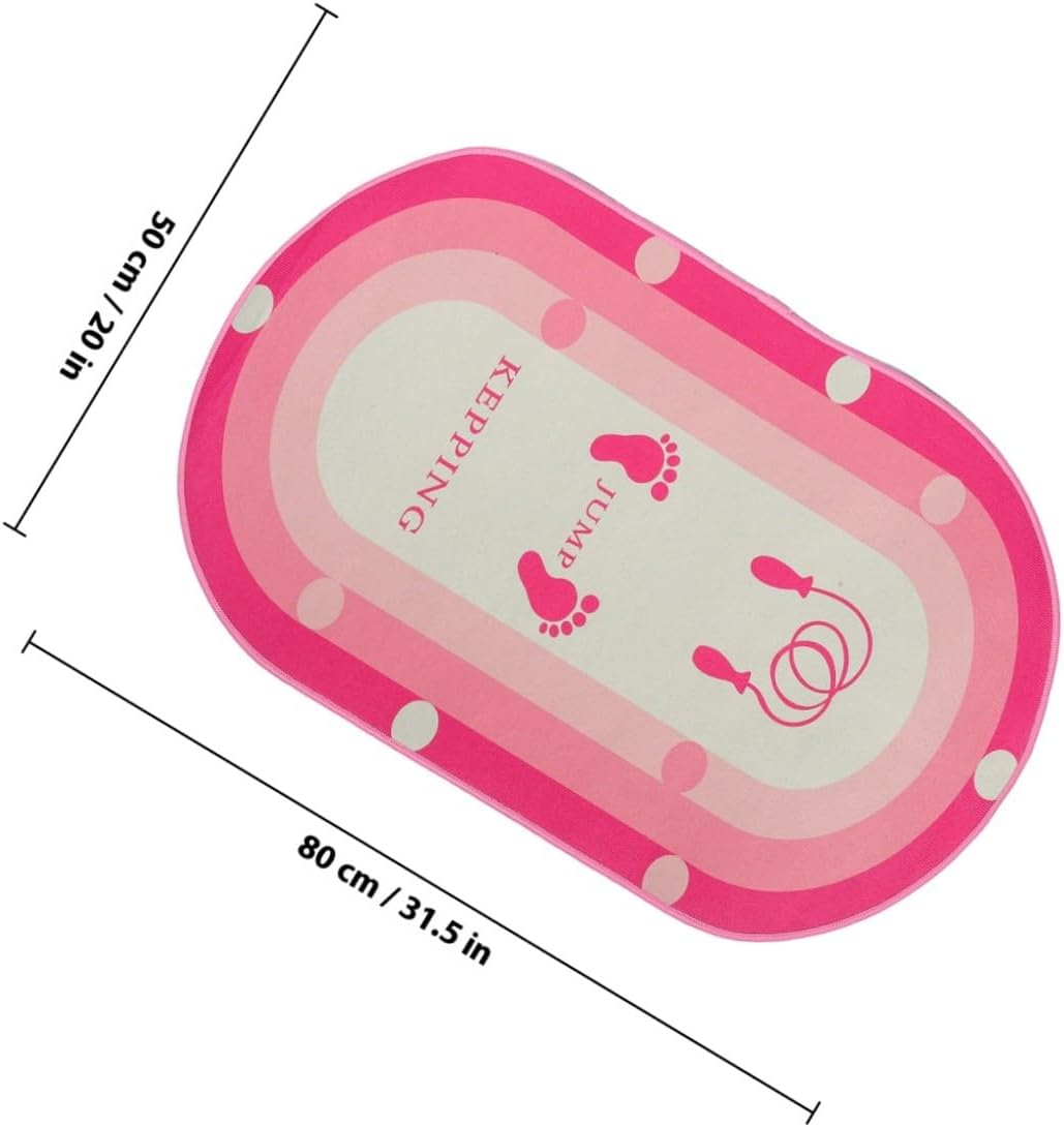 Multi-function Skipping Pad and Thick Fitness Workout Mat with Upgraded Silicone Bottom, Soundproof Yoga Jumping Mat for Indoor Exercise and Home Training, 50x80cm Oval Pink