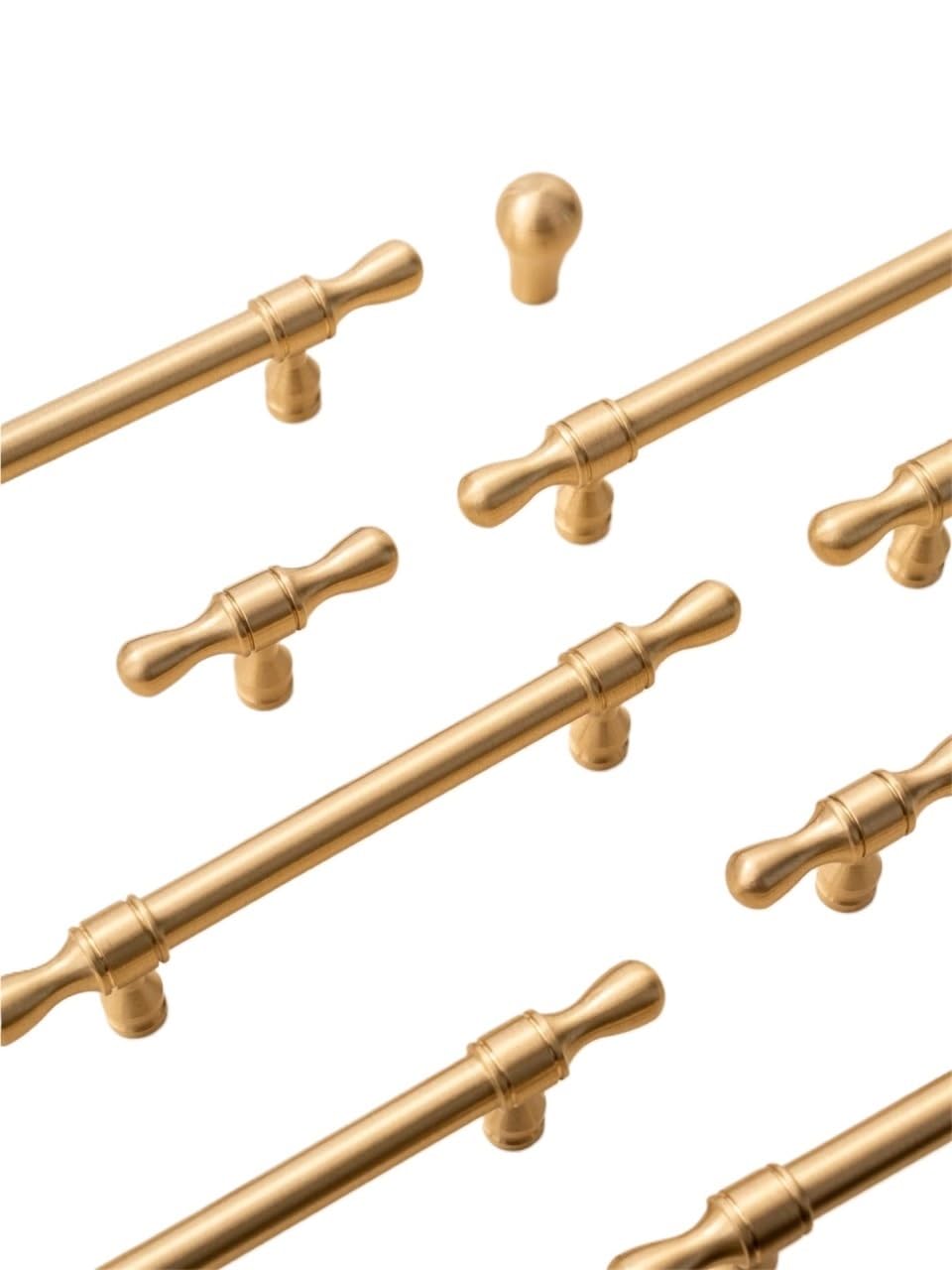 Qvorlth Vintage Cabinet Pulls Solid Brass Kitchen Cabinet Handles Drop Shaped Drawer Knob Cupboard Door Pulls Wardrobe Hardware Gold Furniture(Pitch-row-96mm)