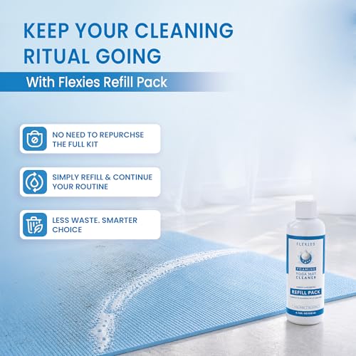 Image of Flexies Foaming Yoga Mat Cleaner Refill Pack | Plant-Based Foaming Spray | Deep Cleans Yoga and Pilates Mats, 6.76 fl oz, Fragrance-Free
