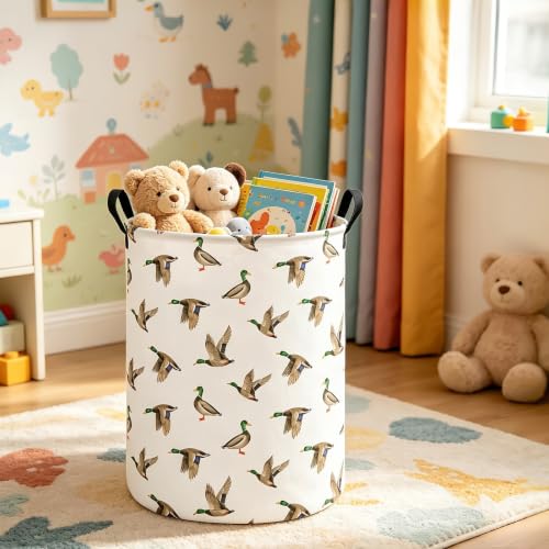 Image of Mallard Duck Fabric Storage Bin Nursery Organizer Basket