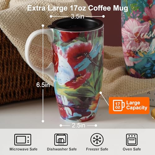Set de 2 Mugs de Cerámica para Viaje con Tapa 17oz miniatura 2
