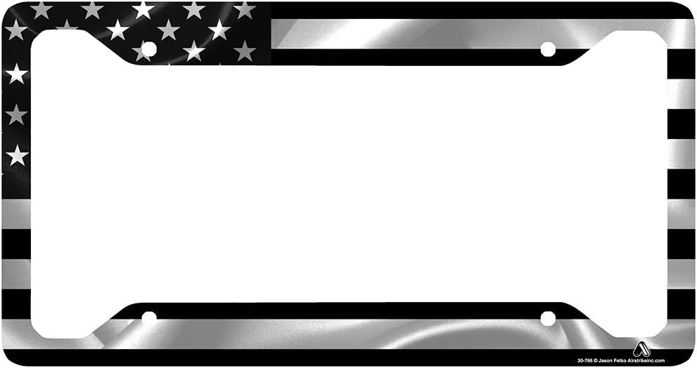 Airstrike Black American Flag License Plate Frame, American Flag Car Tag Frame, US License Plate Frame, United States Flag License Plate Frame-30-766