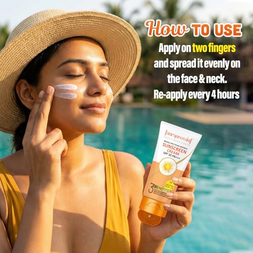 Image of SPF 50 PA+++ Sunscreen Cream for Men & Women | Matte Finish | No White Cast | Water Resistant | Broad Spectrum UVA UVB Protection 201gm Pack Of 3
