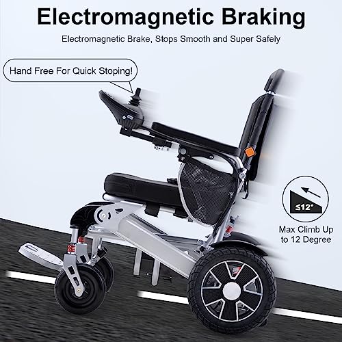 Electric Wheelchair 2024 New Update Folding Power Mobility Wheelchair Weight 64 Lbs With 12" Solid Rear Tires More Stable #TOP3