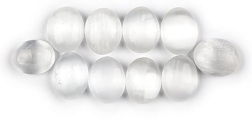 Miniatura 3 de JIC Gem 10 piezas de piedra de palma selenita natural 2.0 in para sanación de chakras Reiki decoración del hogar