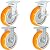 4 Pack - 8" x 2" Non-Marking Orange Tread Polyurethane Casters - 2 Swivel with Brakes and 2 Rigids - Heavy Duty Casters for Automotive and Manufacturing - HD Casters