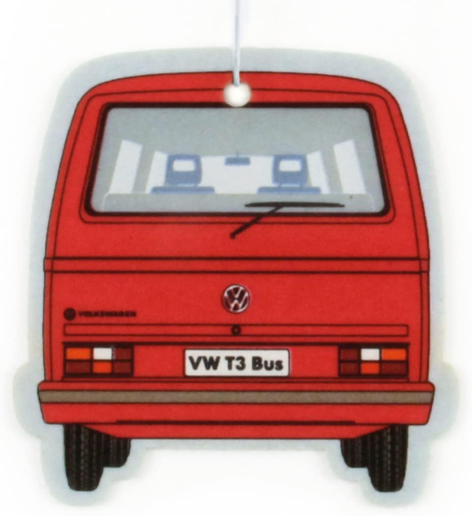 BRISA VW Collection - Volkswagen Scented Car Air Freshener Fragrance Deodorizer for Car/Auto or Home with Volkswagen Vanagon Bus T3 Camper Van FrontDesign (Vanilla/Red)
