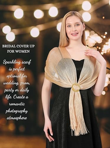Sparkling Metallic Shawls and Wraps for Evening Dresses Womens Dressy Scraf with Buckle for Wedding Party Brides Wear2