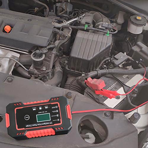 Image of Car Battery Charger, 12V-6A Automatic Battery Charger /Maintainer Smart Fully Trickle Charger for Cars, Motorcycles, SUVs, Engineering Vehicles, AGM /Gel Lead Acid Battery