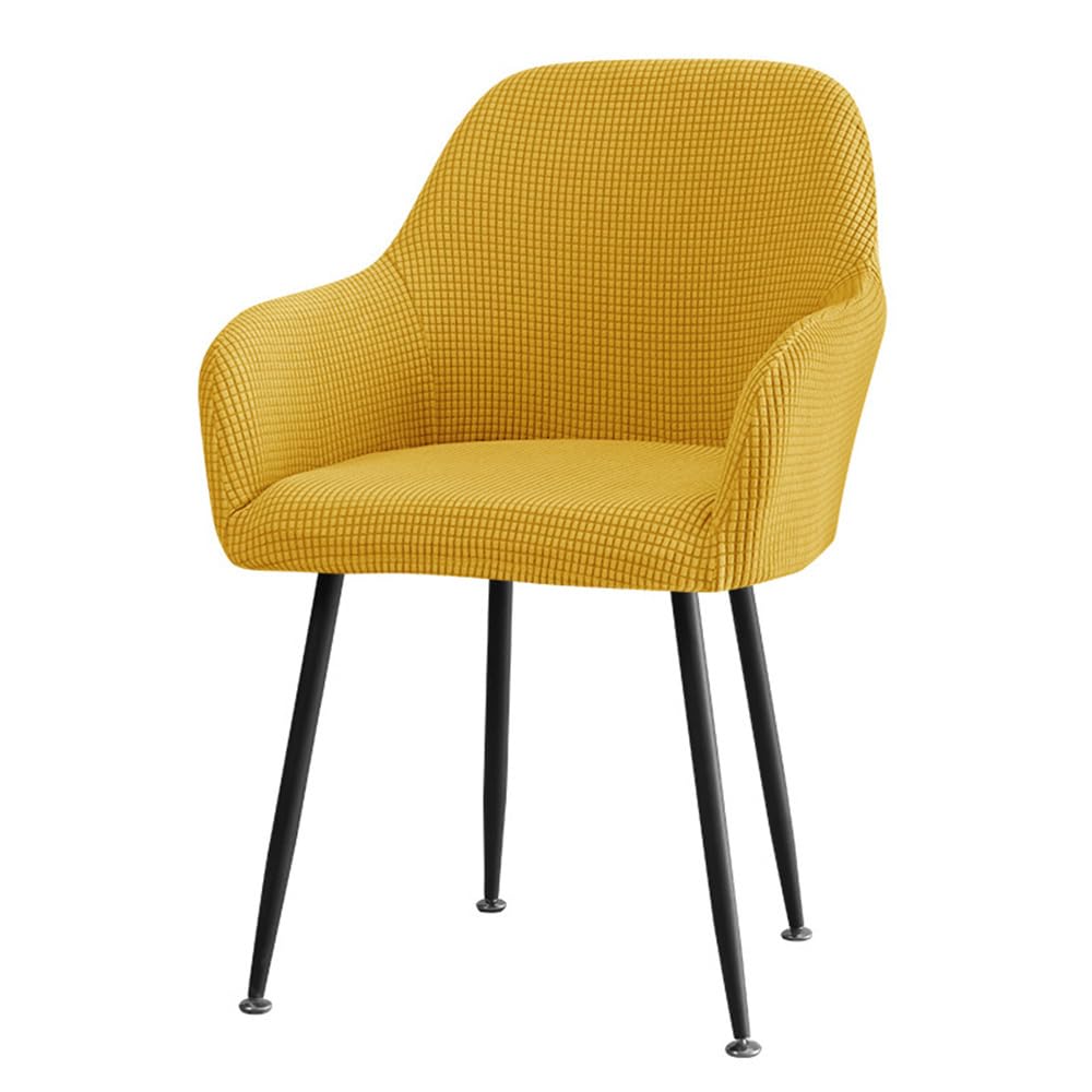 Highdi Couverture de Chaise Housse de Chaise Salle a Manger Flanelle Jacquard Housse de Chaise Extensible Scandinave Housse de Chaise avec Accoudoir Protecteur de Chaise (Jaune Citron,6 pièces)